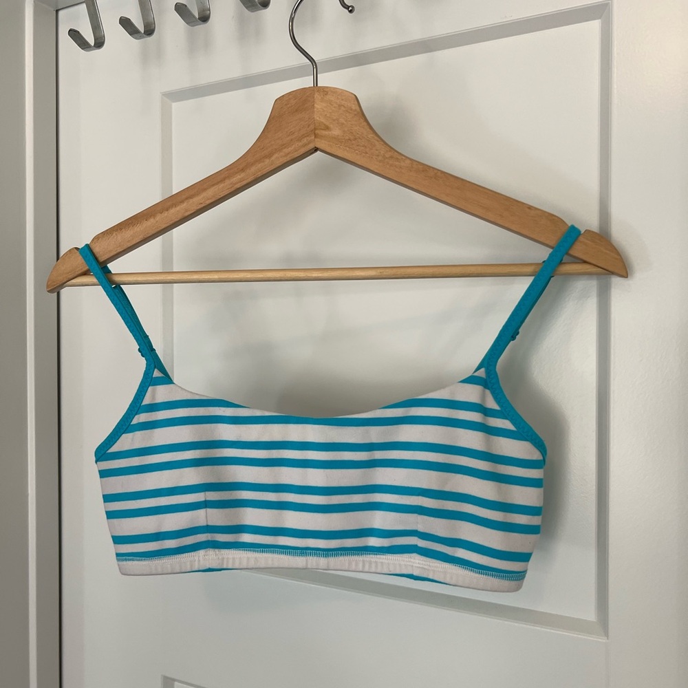 lululemon athletica Blue and White Striped Bra